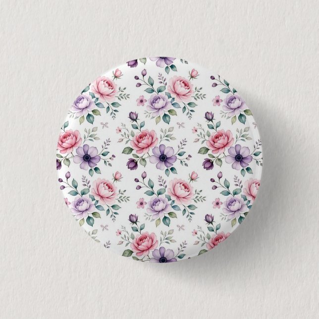 klassischer Wildblumen-Botanik-Pin-Button Button (Vorderseite)