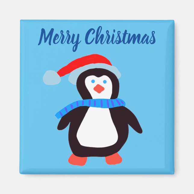 Klassischer Winterpinguin Magnet (Vorne)