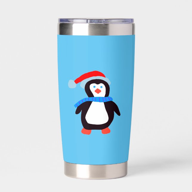 Klassischer Winterpinguin Thermobecher (Rückseite)