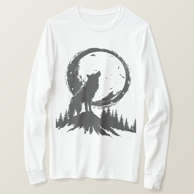 Klassischer Wolf im Mondlicht T-Shirt (Design vorne)