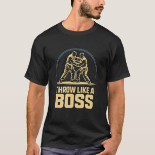 Klassischer Wurf wie ein Boss, Karate-Kämpfer und T-Shirt