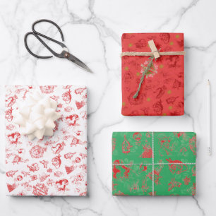 Klassischer Zauberer für Oz Weihnachten - 3 farbig Geschenkpapier Set