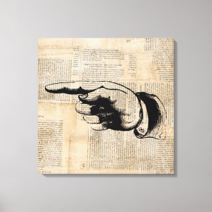 Klassischer zeigender Finger Kunst Zeitung Hinterg Leinwanddruck