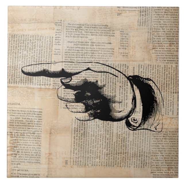 Klassischer Zeiger-Finger-Zeitung Hintergrund Fliese (Vorderseite)