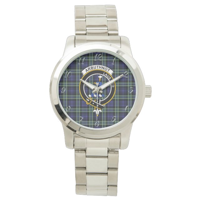 Klassischer Zeitloser Clan Arbuthnot Tartan Karier Armbanduhr (Vorderseite)