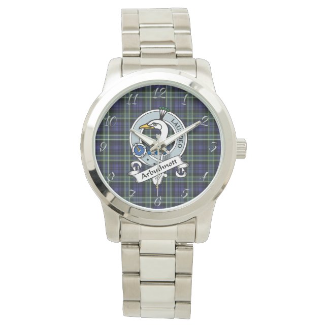Klassischer Zeitloser Clan Arbuthnot Tartan Karier Armbanduhr (Vorderseite)