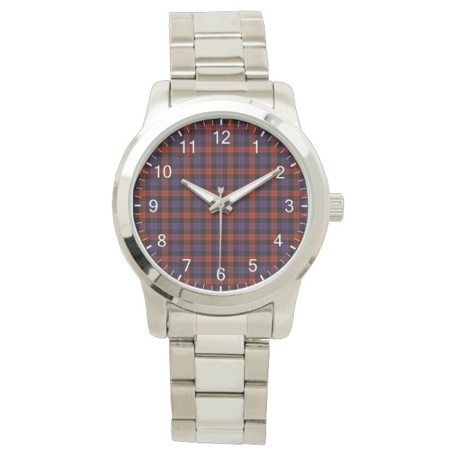 Klassischer Zeitloser Clan Broun Tartan Kariertes  Armbanduhr (Vorderseite)