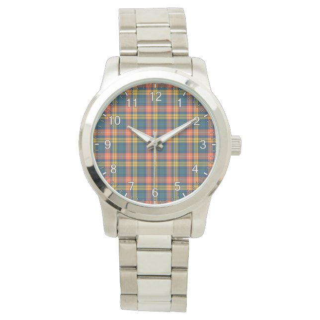 Klassischer Zeitloser Clan Buchanan Ancient Tartan Armbanduhr (Vorderseite)