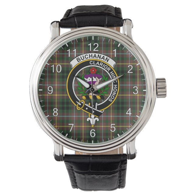 Klassischer Zeitloser Clan Buchanan Jagd Tartan Ba Armbanduhr (Vorderseite)