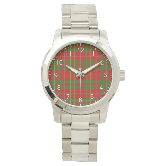 Klassischer Zeitloser Clan Burnett Alter Tartan Ka Armbanduhr (Vorderseite)