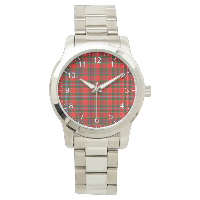 Klassischer Zeitloser Clan Butter Tartan Kariertes Armbanduhr (Vorderseite)