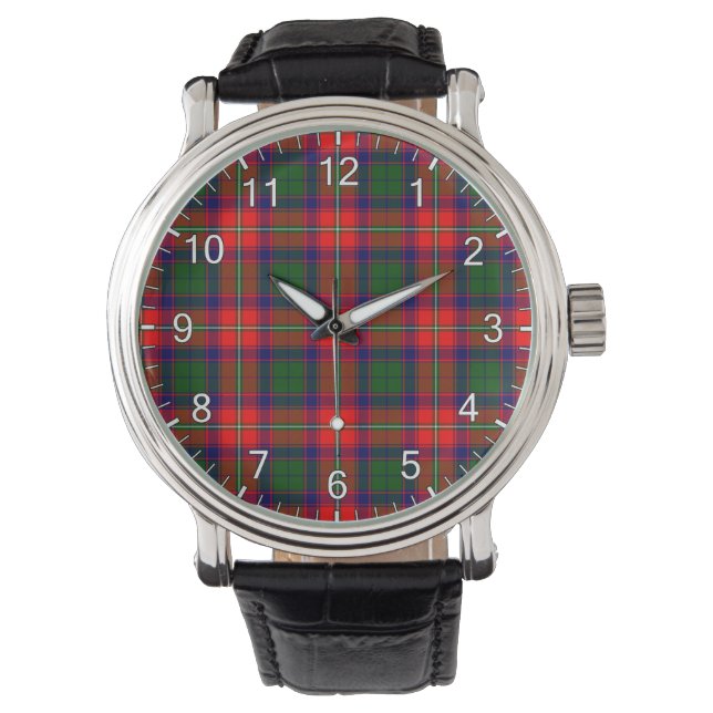 Klassischer Zeitloser Clan Charteris Tartan Karier Armbanduhr (Vorderseite)