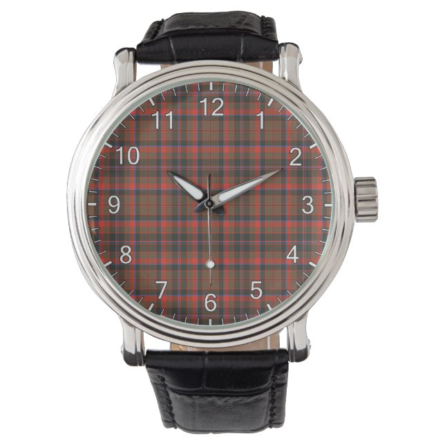 Klassischer zeitloser Clan Cumming Wetter Tartan P Armbanduhr (Vorderseite)