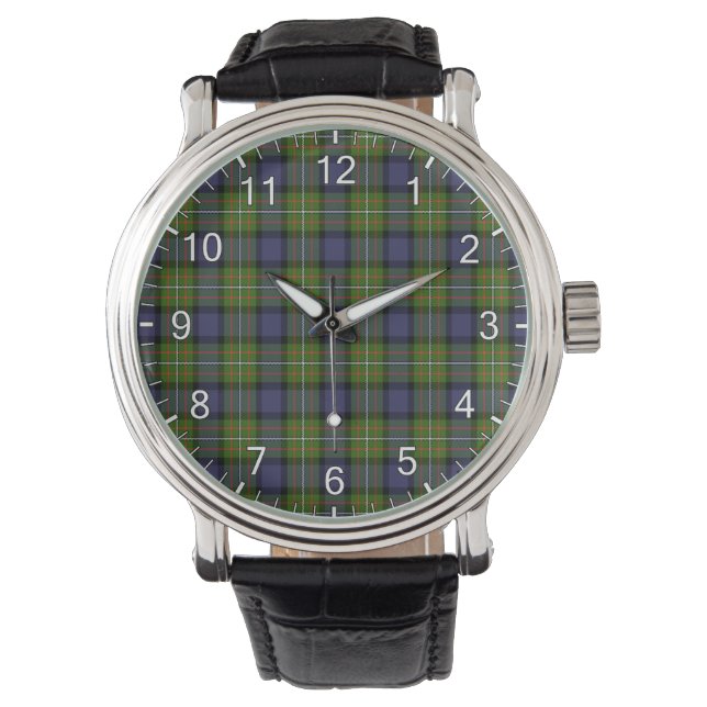 Klassischer Zeitloser Clan Ferguson Tartan Kariert Armbanduhr (Vorderseite)