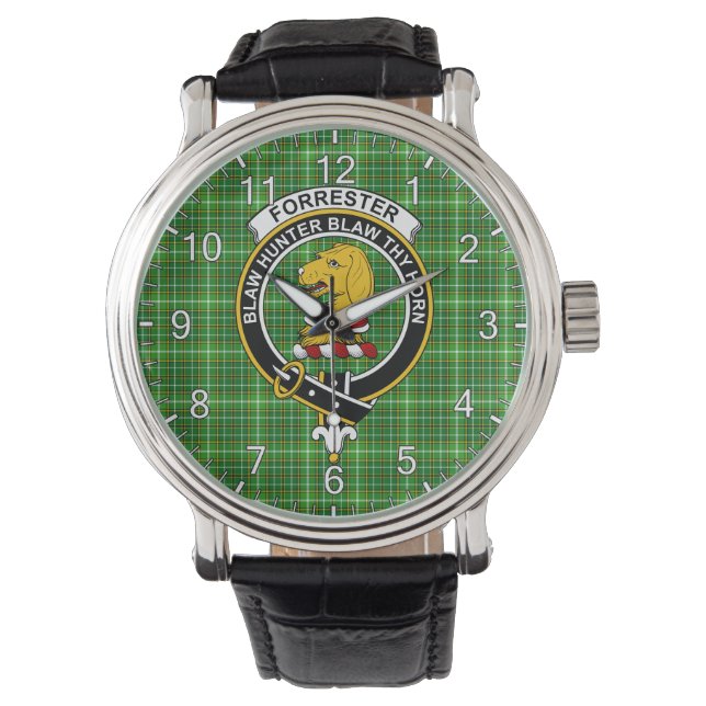 Klassischer Zeitloser Clan Forrester Jagd Tartan B Armbanduhr (Vorderseite)