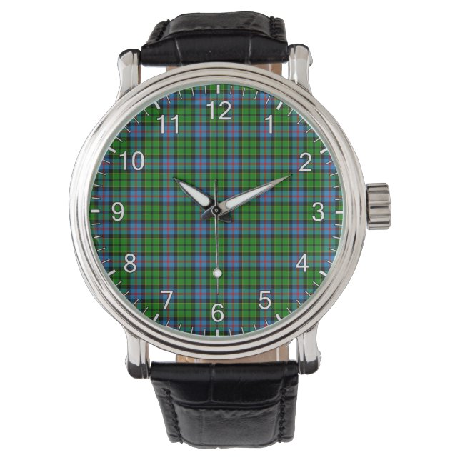 Klassischer Zeitloser Clan Forsyth Moderner Tartan Armbanduhr (Vorderseite)