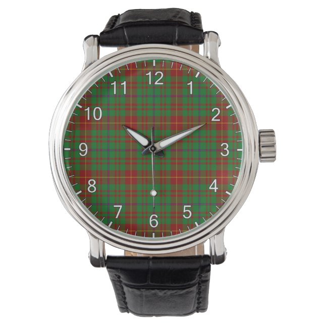 Klassischer Zeitloser Clan Fulton Tartan Kariertes Armbanduhr (Vorderseite)