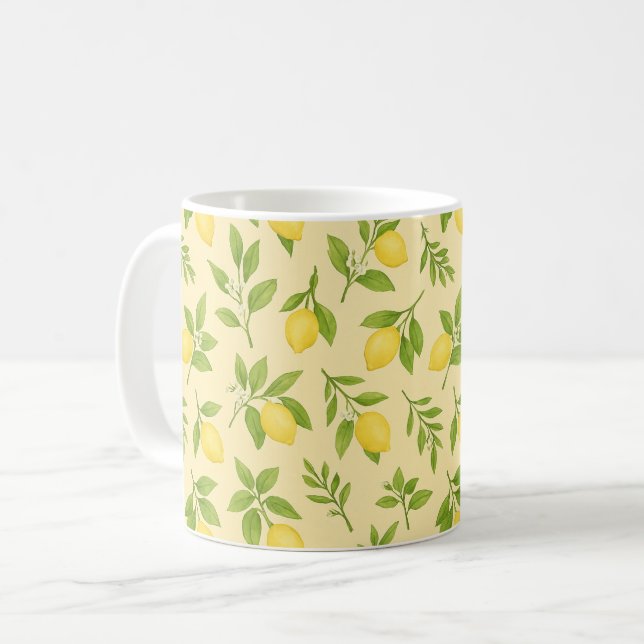 Klassischer Zitronen-Botanik-Mug Kaffeetasse (Vorderseite Links)