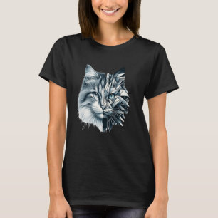 Klassisches abstraktes Kätzchen halbes Gesicht süß T-Shirt