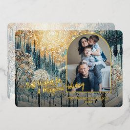 Klassisches Abstraktes Winter Wonderland Art Gold Folien Feiertagskarte