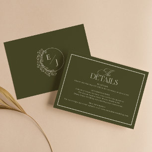 Klassisches Altes Geld Olivgrün Elegantes Hochzeit Begleitkarte