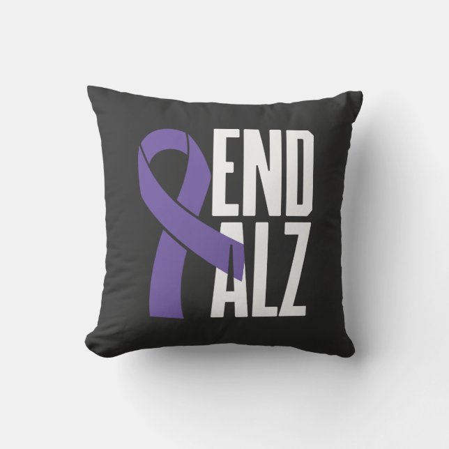 Klassisches ALZ-Endbewusstsein und Lila Band Kissen (Vorderseite)