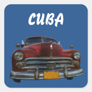 Klassisches amerikanisches Auto in Vinales, Kuba Quadratischer Aufkleber