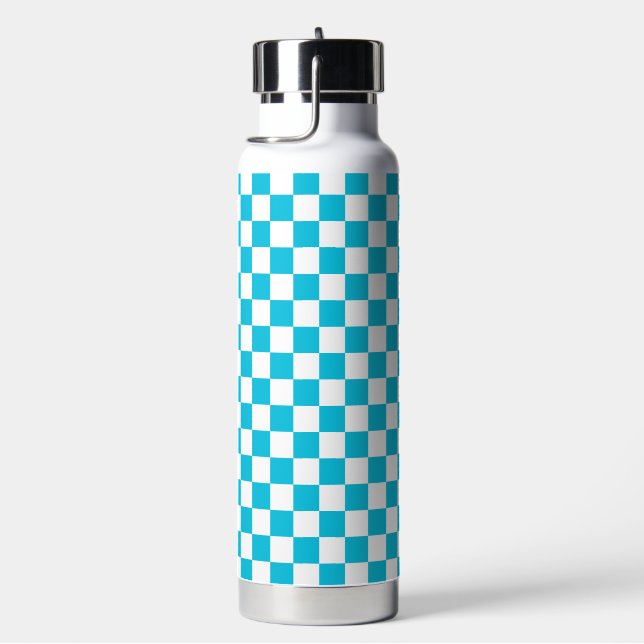 Klassisches Aquablau-Karo Trinkflasche (rechts)