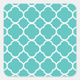 Klassisches Aquamarin marokkanisches Muster Quadratischer Aufkleber