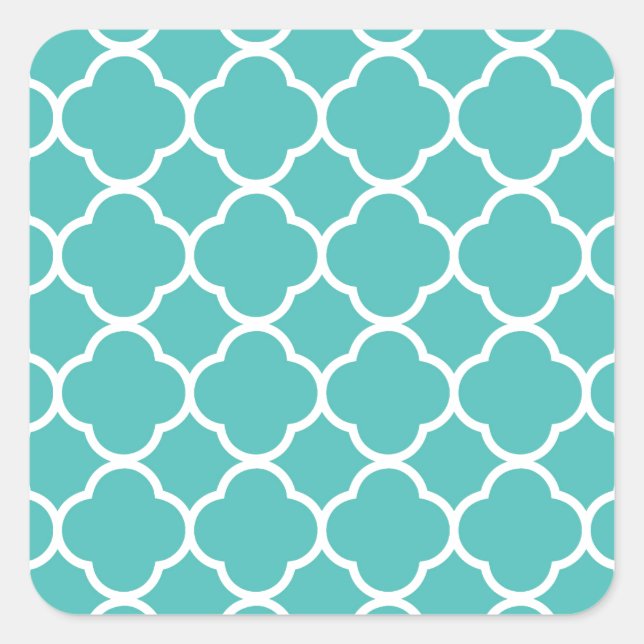 Klassisches Aquamarin marokkanisches Muster Quadratischer Aufkleber (Vorderseite)