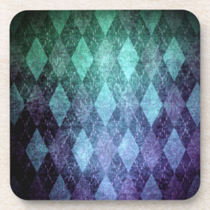Klassisches Argyle-Vintage-Blau-Grün-Diamantmuster Getränkeuntersetzer