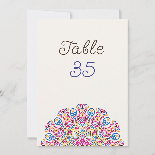 Klassisches Art Deco Mandala Hochzeit Tischnummer (Vorderseite)