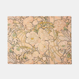 Klassisches Art Nouveau Pfingstrosen-Gartenmuster Fußmatte