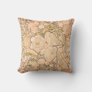 Klassisches Art Nouveau Pfingstrosen-Gartenmuster Kissen