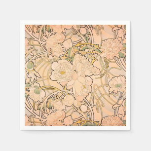 Klassisches Art Nouveau Pfingstrosen-Gartenmuster  Serviette
