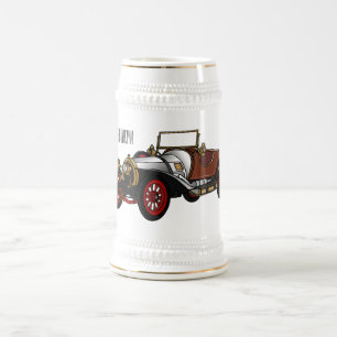 Klassisches Auto 1920 Cartoon-Illustration Bierglas