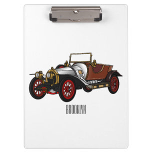 Klassisches Auto 1920 Cartoon-Illustration Klemmbrett