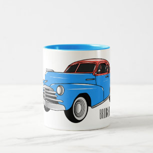 Klassisches Auto 1948 Cartoon-Illustration Zweifarbige Tasse
