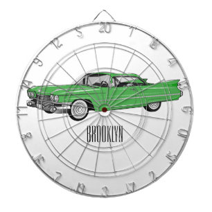 Klassisches Auto 1959 Cartoon-Illustration Dartscheibe