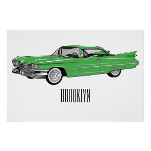 Klassisches Auto 1959 Cartoon-Illustration Poster