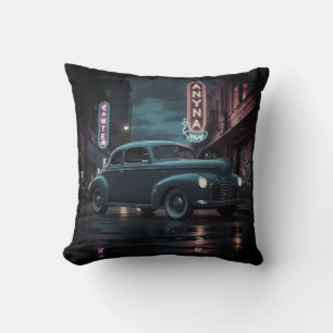 Klassisches Auto aus den 1940er Jahren unter Neonl Kissen
