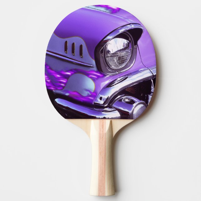 Klassisches Auto: Chevrolet mit lodernder Haube Tischtennis Schläger (Vorderseite)