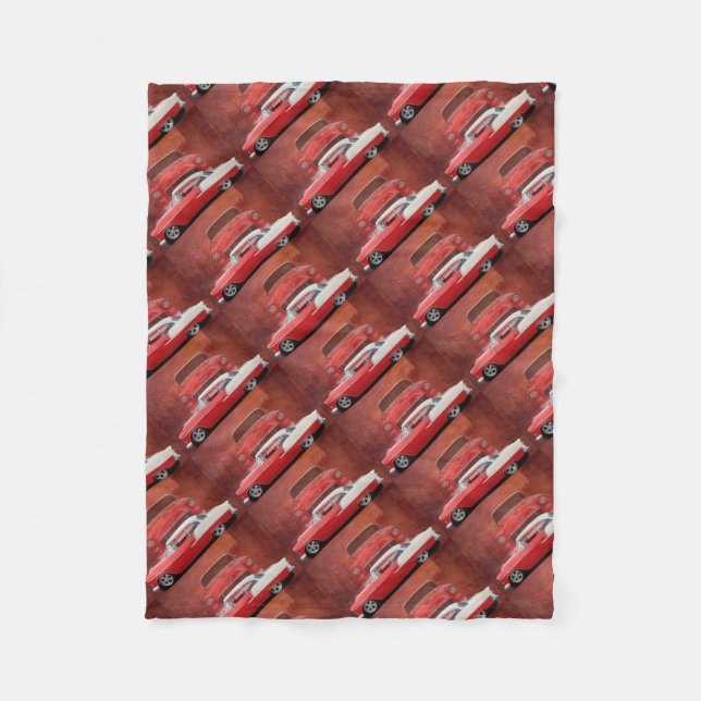 Klassisches Auto Chevy Bel Air rotes weißes Fleecedecke (Vorderseite)