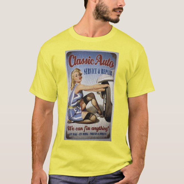 Klassisches Auto Hübsch Girl T-Shirt (Vorderseite)