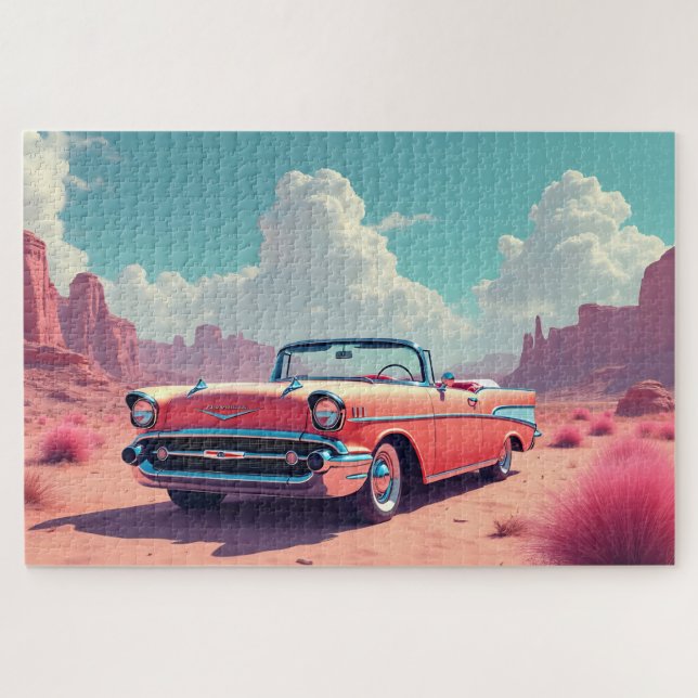 Klassisches Auto in der Wüste Puzzle (Horizontal)