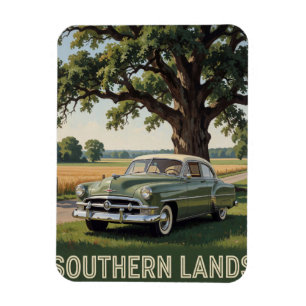 🌳 Klassisches Auto Land Reise Retro Straße Magnet