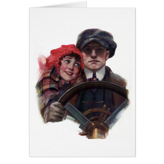 Klassisches Auto Vintag romantisches Winterpaar (Vorne)