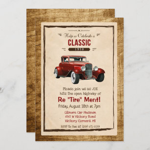 Klassisches Auto-Vintage Ruhestands-Einladung Einladung