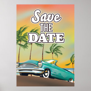 Klassisches Auto zum Datum speichern Poster