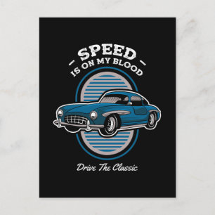 Klassisches Autodesign mit dem Motto 'Geschwindigk Postkarte